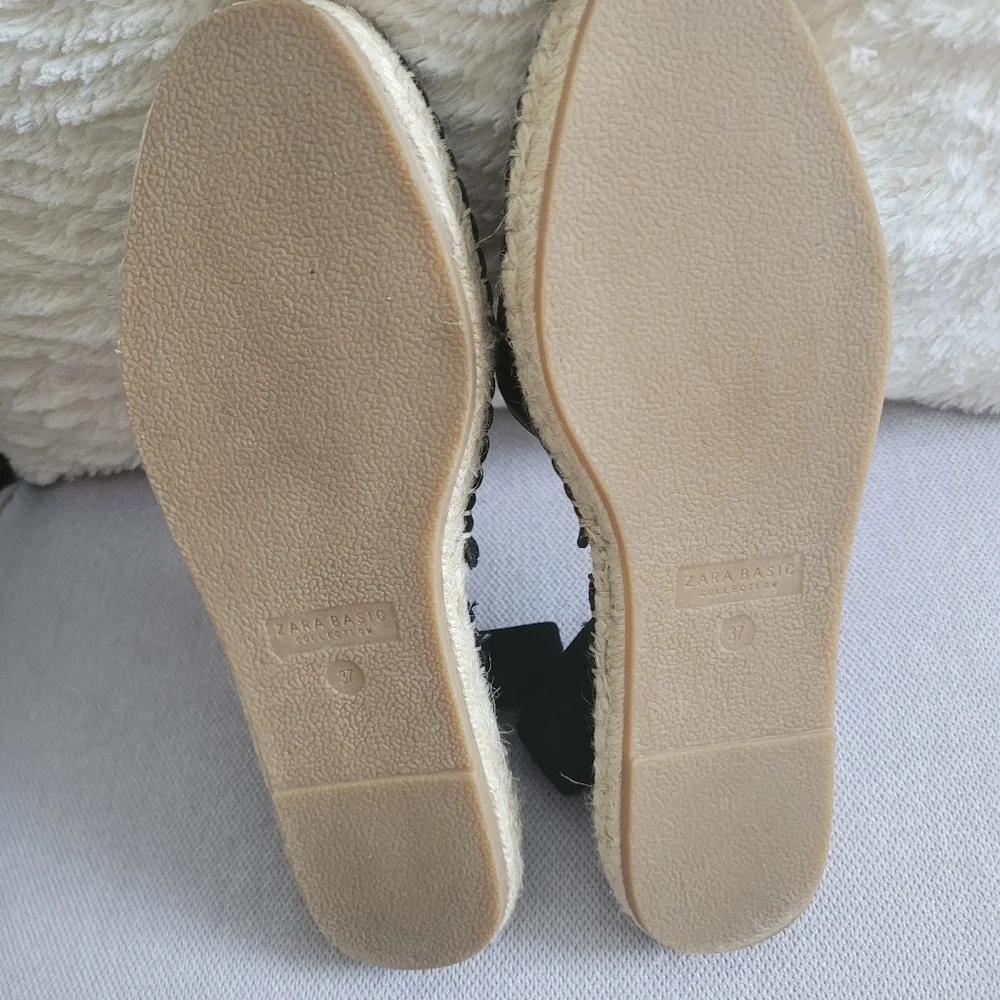 Zara Size 37 Black Espadrille Sandals